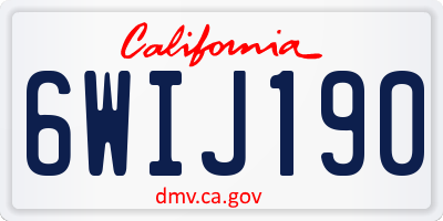 CA license plate 6WIJ190