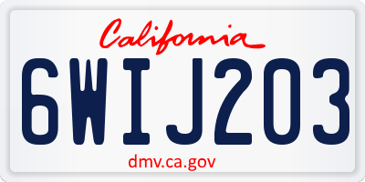 CA license plate 6WIJ203