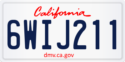 CA license plate 6WIJ211