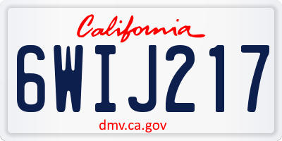CA license plate 6WIJ217