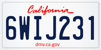 CA license plate 6WIJ231