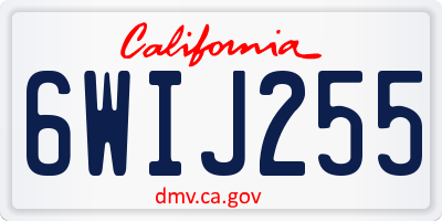 CA license plate 6WIJ255
