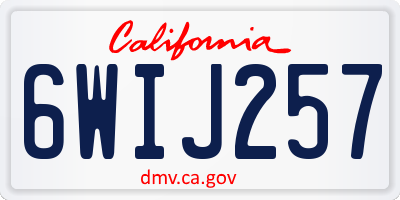 CA license plate 6WIJ257