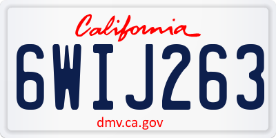 CA license plate 6WIJ263
