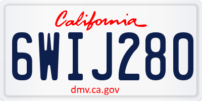 CA license plate 6WIJ280