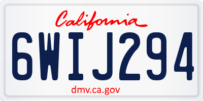 CA license plate 6WIJ294
