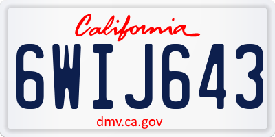 CA license plate 6WIJ643