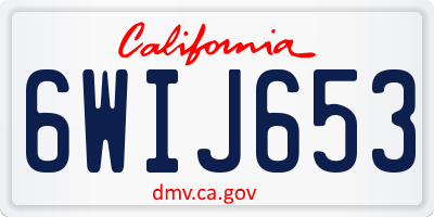 CA license plate 6WIJ653