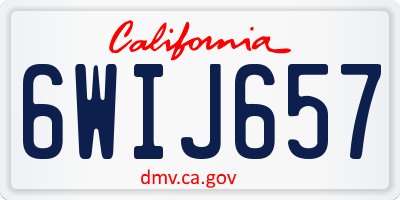 CA license plate 6WIJ657