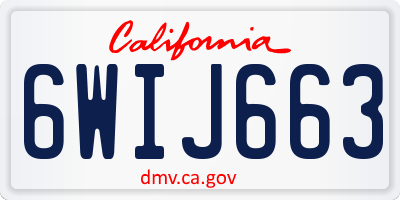 CA license plate 6WIJ663
