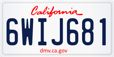 CA license plate 6WIJ681