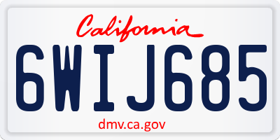 CA license plate 6WIJ685