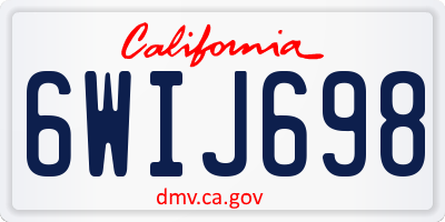 CA license plate 6WIJ698