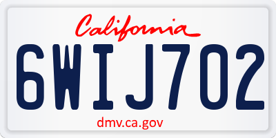 CA license plate 6WIJ702
