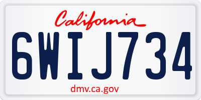 CA license plate 6WIJ734