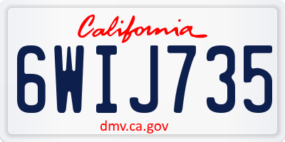 CA license plate 6WIJ735