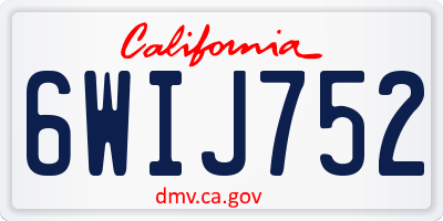 CA license plate 6WIJ752