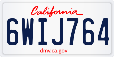 CA license plate 6WIJ764