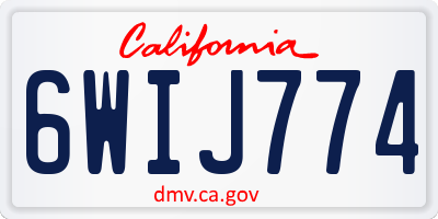 CA license plate 6WIJ774