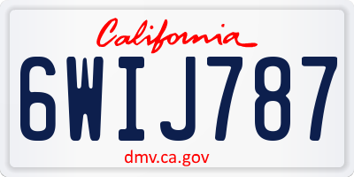 CA license plate 6WIJ787