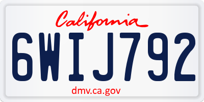 CA license plate 6WIJ792