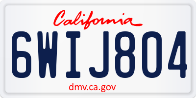 CA license plate 6WIJ804