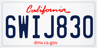 CA license plate 6WIJ830