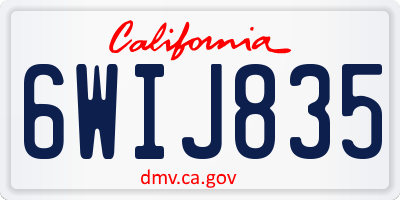 CA license plate 6WIJ835