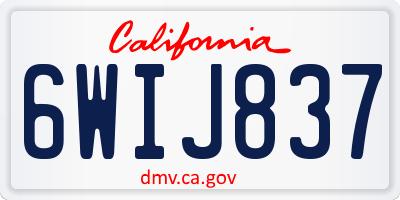 CA license plate 6WIJ837