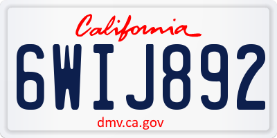 CA license plate 6WIJ892