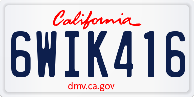 CA license plate 6WIK416