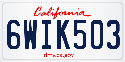 CA license plate 6WIK503