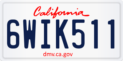 CA license plate 6WIK511