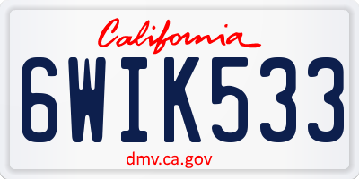 CA license plate 6WIK533