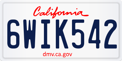 CA license plate 6WIK542