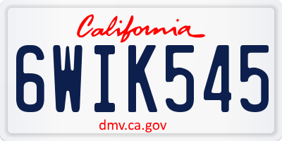 CA license plate 6WIK545