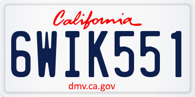CA license plate 6WIK551