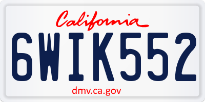 CA license plate 6WIK552