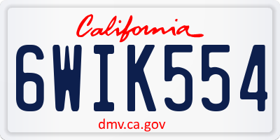 CA license plate 6WIK554