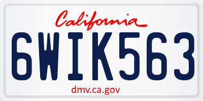 CA license plate 6WIK563