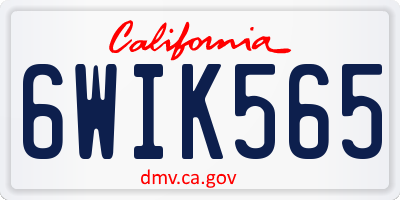 CA license plate 6WIK565