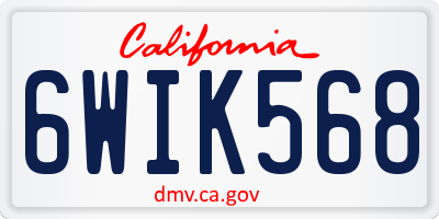 CA license plate 6WIK568