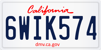 CA license plate 6WIK574