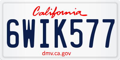 CA license plate 6WIK577