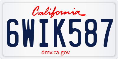 CA license plate 6WIK587