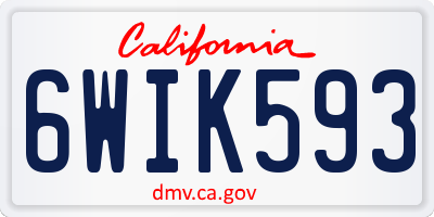 CA license plate 6WIK593