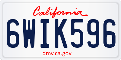 CA license plate 6WIK596