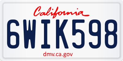 CA license plate 6WIK598