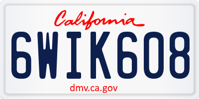 CA license plate 6WIK608