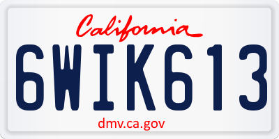 CA license plate 6WIK613